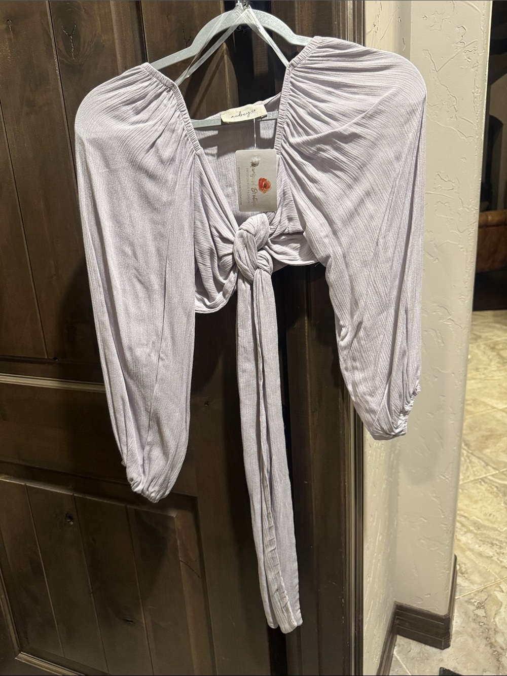 Audrey 3+1 Light Lavender Tie-Front Crop Top